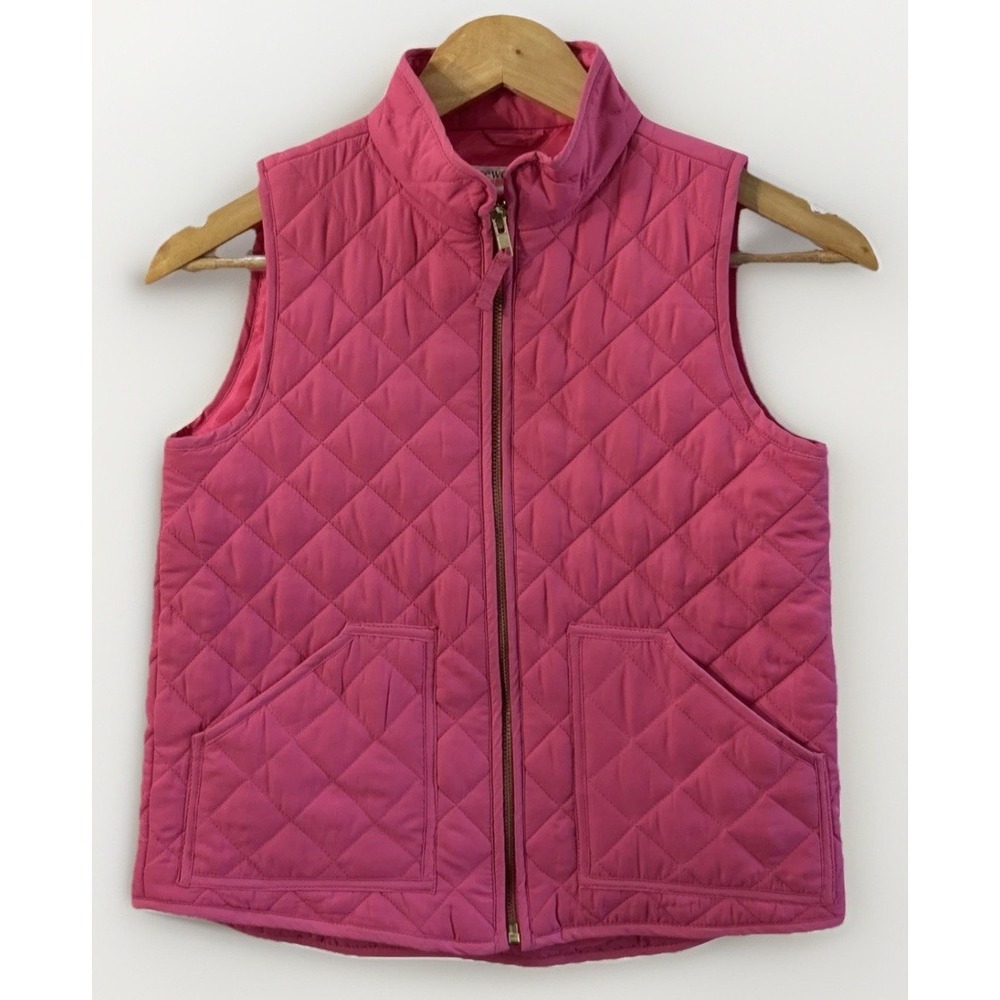 Girls J. Crew Crewcuts Full Zip Quilted Vest - Pink Sz 8 Pockets Clean